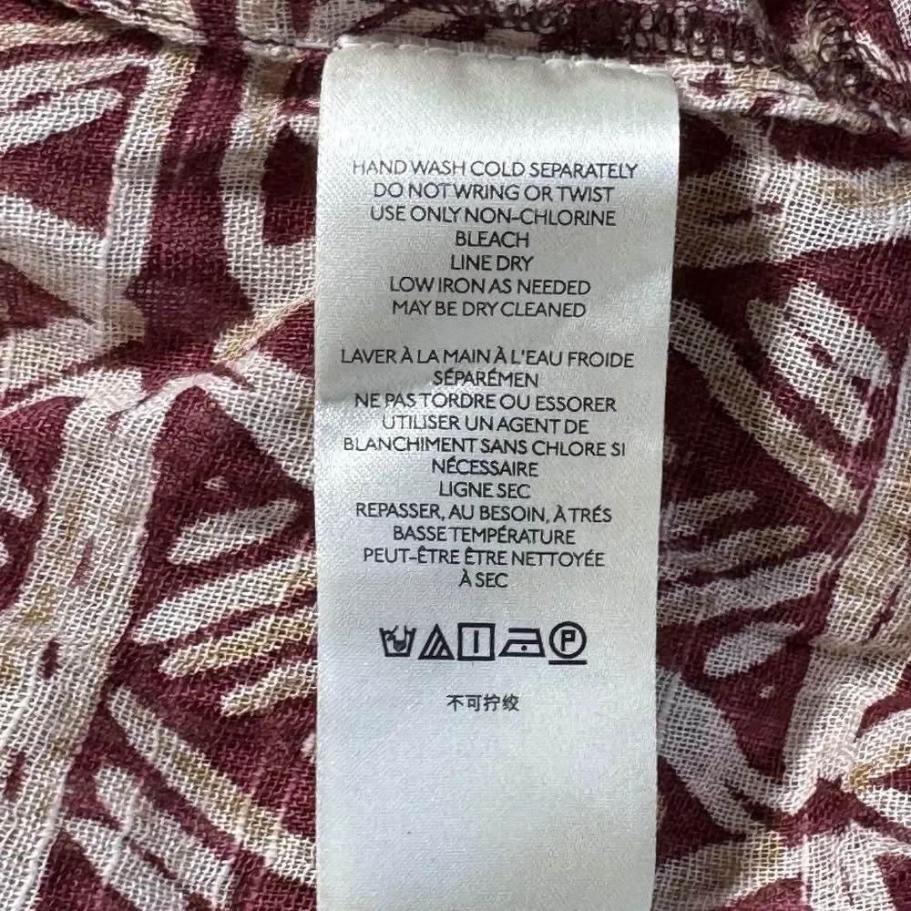 Free People Waverly‎ Women's Brown Batik Print Slouchy Crop Blouse Sz S